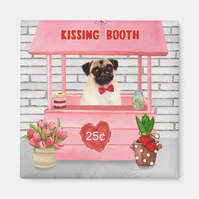 Mops Hund Valentinstag Kissing-Stand Magnet (Vorne)