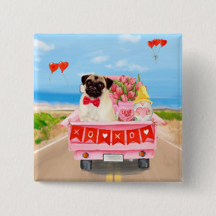 Mops Hund Valentinstag Lkw Herz Button