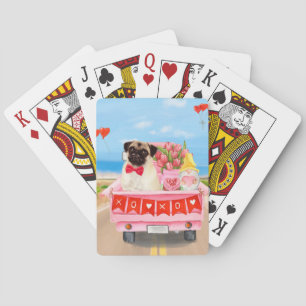 Mops Hund Valentinstag Lkw Herz Spielkarten