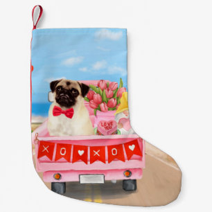 Mops-Hund Valentinstag LKW Herzen Kleiner Weihnachtsstrumpf