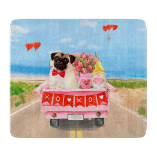 Mops-Hund Valentinstag LKW Herzen Schneidebrett