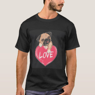 Mops Hund Valentinstag Welpe Kunst T-Shirt