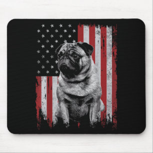 Mops Hund Vater Mutter Amerika 4. Juli Patriotisch Mousepad