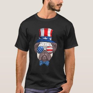 Mops-Hund-Vierter-4.-Juli-patriotischer-US-Flaggen T-Shirt