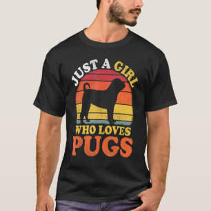 Mops Hund Vintag nur ein Mädchen, das Möpsen Liebe T-Shirt