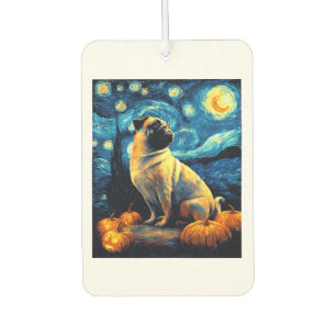 Mops Hund von van gogh Sternennacht Halloween Lust Autolufterfrischer