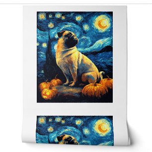 Mops Hund von van gogh Sternennacht Halloween Lust Tapete