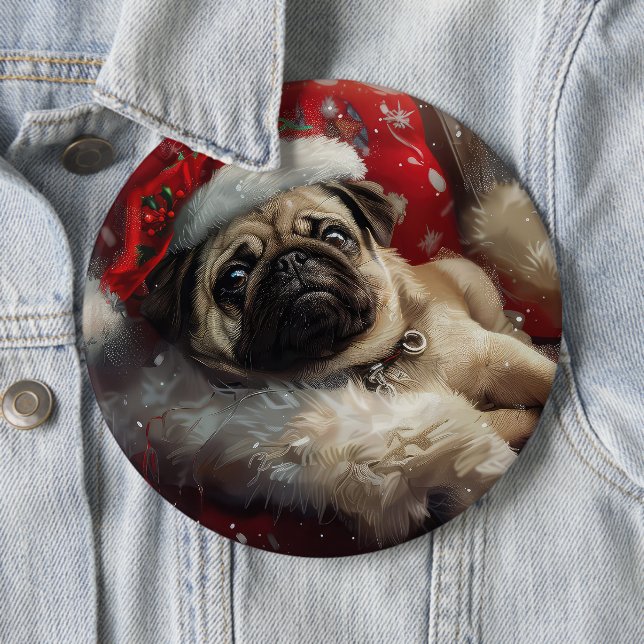Mops Hund Weihnachten Button (Beispiel)