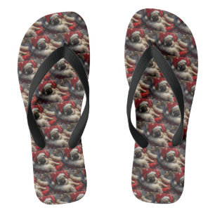 Mops-Hund Weihnachten Festlich Flip Flops