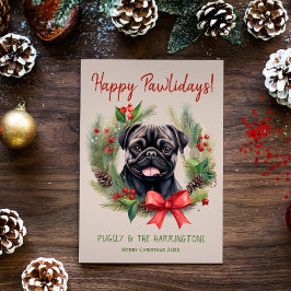 Mops Hund Weihnachten glücklich Pawlidays Feiertag