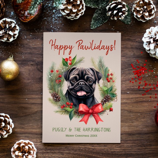 Mops Hund Weihnachten glücklich Pawlidays Feiertag (Von Creator hochgeladen)