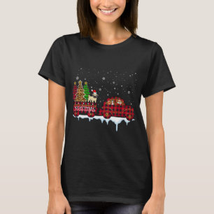 Mops Hund Weihnachten Kariert Leopard Truck Santa T-Shirt