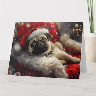 Mops Hund Weihnachten Karte