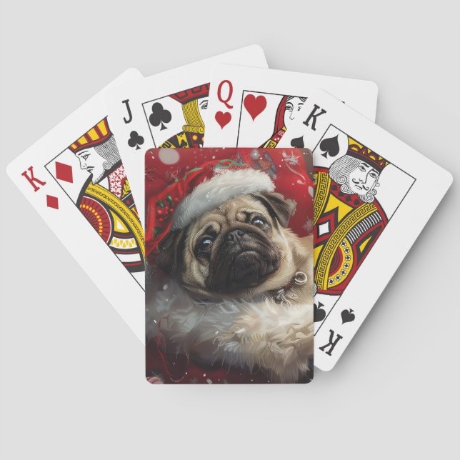 Mops Hund Weihnachten Spielkarten (Rückseite)