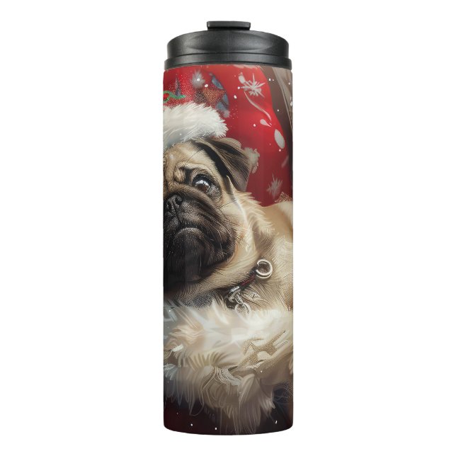 Mops Hund Weihnachten Thermosbecher (Vorderseite)