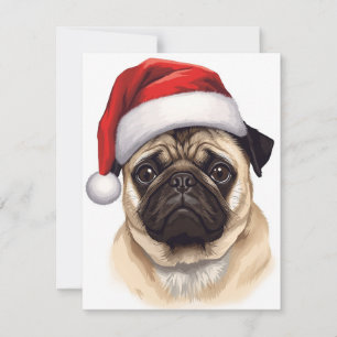 Mops-Hund Weihnachtsmann-Hut Fröhliche Weihnachten
