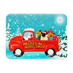 Mops Hund Weihnachtswagen Magnet