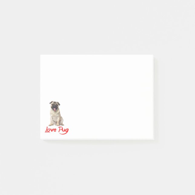 Mops Hund Welpe Post IT Klebezettel Post-it Klebezettel (Vorderseite)