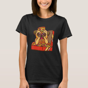 Mops-Hund-Welpe Scheibe Süße Pizza-Box T-Shirt