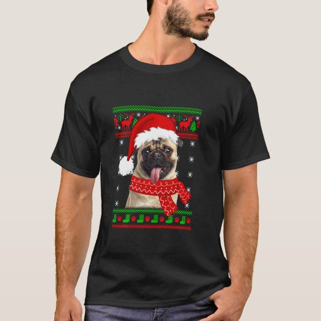 Mops Hund Welpen Hund Lover Ugulweiße Weihnachtssc T-Shirt (Vorderseite)