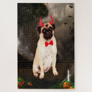 Mops Hund zu Halloween Puzzle