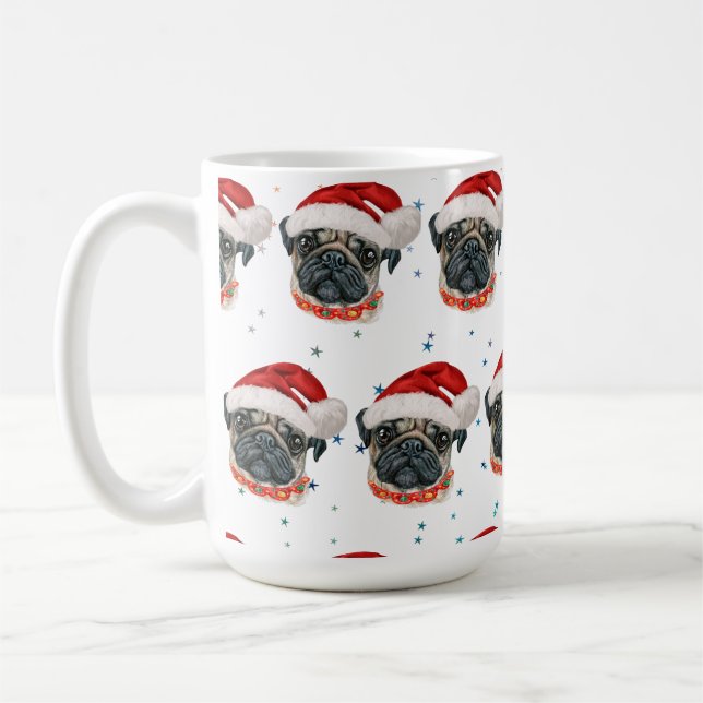 Mops Hund züchten Weihnachtsstars Kaffeetasse (Links)