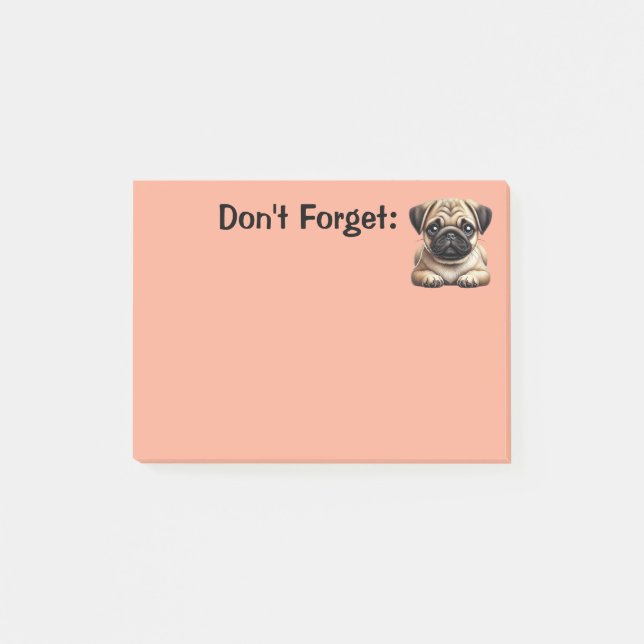 Mops-Hündchen Post-it Klebezettel (Vorderseite)