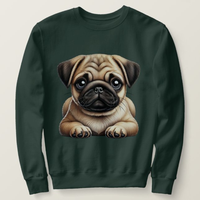 Mops-Hündchen Sweatshirt (Design vorne)