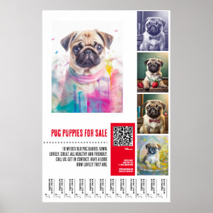 Mops-Hündchen-Verkaufsplakat-Vorlagen Poster