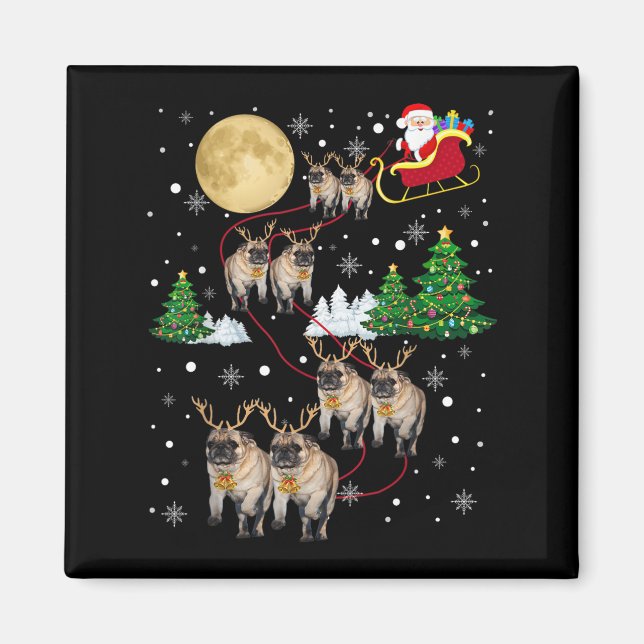 Mops-Hunde-Baum-Weihnachts-Pullover Xmas-Haustier- Magnet (Vorne)