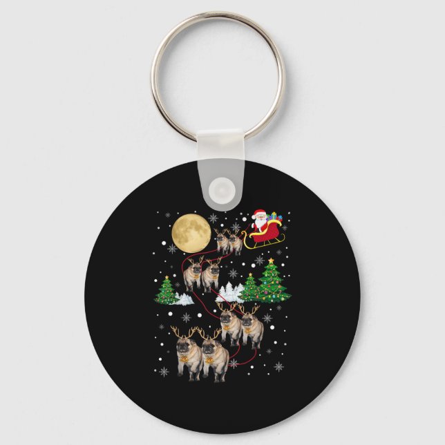 Mops-Hunde-Baum-Weihnachts-Pullover Xmas-Haustier- Schlüsselanhänger (Vorderseite)