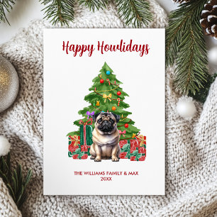 Mops-Hunde-Familien-Weihnachten Feiertagskarte