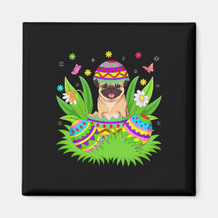 Mops-Hunde Frohe Ostern Hase Eier-Suche Mops Oster Magnet