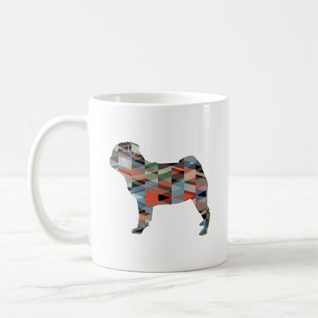 Mops Hunde Geo-Silhouette Kariert Kaffeetasse (Links)