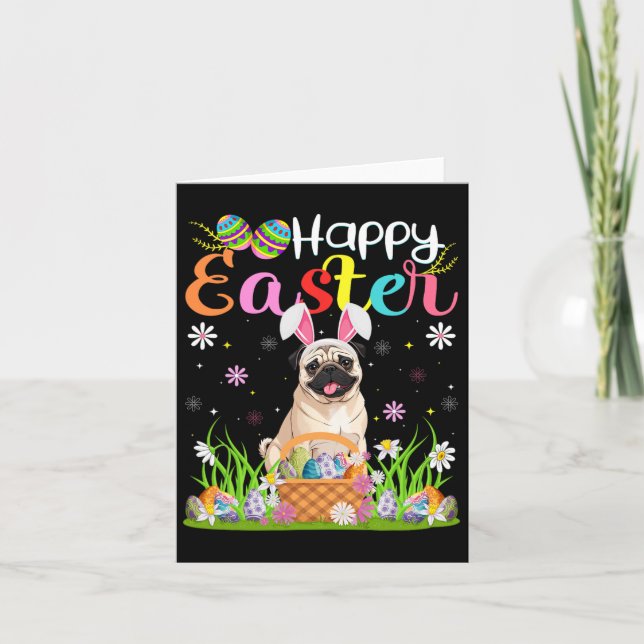 Mops Hunde Happy Ostereier HUNDERT Ostern Karte (Vorderseite)