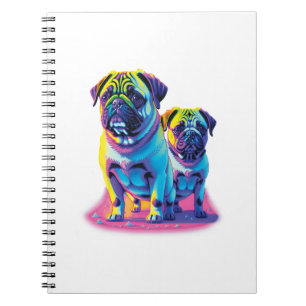 Mops-Hunde in Rosa  Notizblock