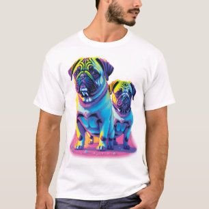 Mops-Hunde in Rosa T-Shirt