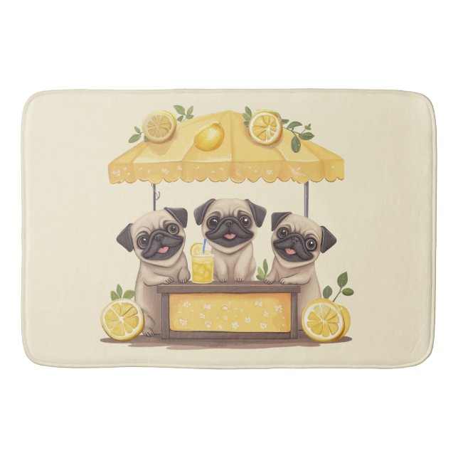 Mops Hunde Lemonade Stand Badematte (Vorderseite)