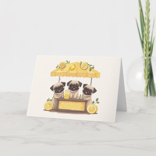 Mops Hunde Lemonade Stand Karte (Vorderseite)