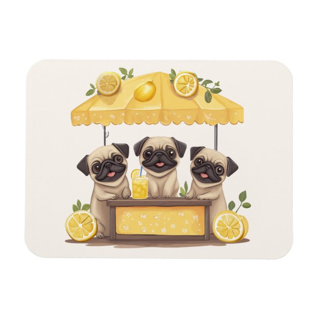 Mops Hunde Lemonade Stand Magnet (Horizontal)