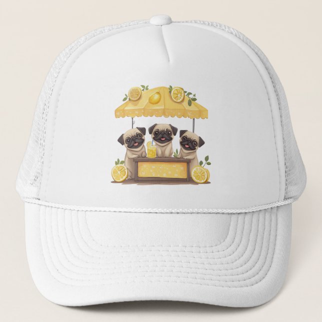 Mops Hunde Lemonade Stand Truckerkappe (Vorderseite)