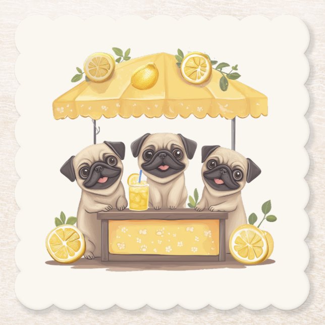 Mops Hunde Lemonade Stand Untersetzer (Vorderseite)