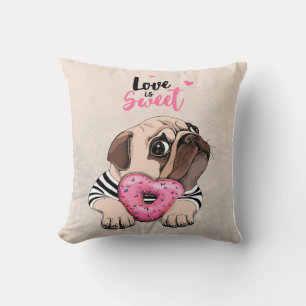 Mops Hunde Liebe ist süßes Geschenk, Mops Lover Ge Kissen