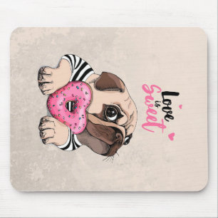 Mops Hunde Liebe ist süßes Geschenk, Mops Lover Ge Mousepad