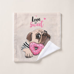 Mops Hunde Liebe ist süßes Geschenk, Mops Lover Waschlappen