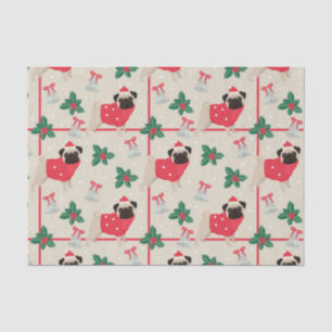 Mops Hunde mit Sweater & Christmas Weihnachtsmannm Seidenpapier
