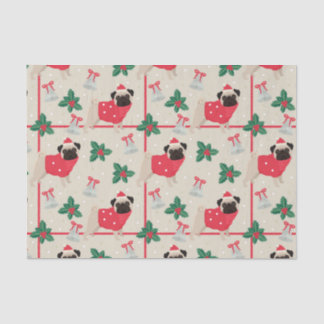 Mops Hunde mit Sweater & Christmas Weihnachtsmannm Seidenpapier