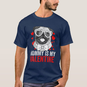 Mops Hunde Nerd Brille Mommy ist mein Valentine L T-Shirt
