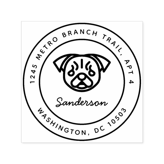 Mops Hunde Rücksendeadresse Briefmarke Selbstfarbi Permastempel (Design)