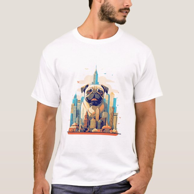 Mops Hunde Tier Schönheit Natur Stadt Entdeckung T-Shirt (Vorderseite)